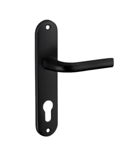 Ensemble de poignées pour porte d'entrée Leto trou de cylindre, carré 7mm, entr'axes 165mm, noir - THIRARD