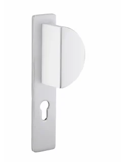 Ensemble de poignées pour porte d'entrée palière Crecy trou de cylindre, carré 7mm, entr'axes 195mm, anodisé argent - THIRARD