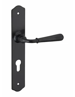 Ensemble de poignées pour porte d'entrée Charon trou de cylindre, carré 7mm, entr'axes 195mm, acier patiné - THIRARD
