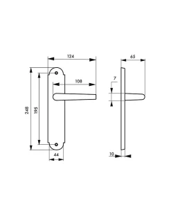 Ensemble de poignées pour porte intérieure Arthemis sans trou, carré 7mm, entr'axes 195mm, laiton patiné - THIRARD