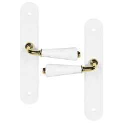 Ensemble poignée sur plaque Droit GoodHome Porcelaine Vras blanc L.115mm x l.45mm entraxe 195mm