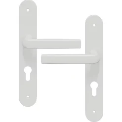 Ensemble poignée sur plaque Incurvé cylindre GoodHome Primel mat blanc L.126mm x l.40mm entraxe 195mm