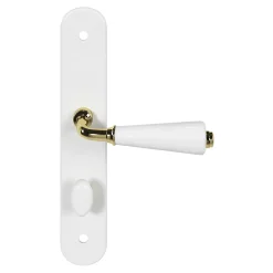 Ensemble poignée sur plaque Droit à condamnation GoodHome Porcelaine Vras blanc L.115mm x l.45mm entraxe 195mm