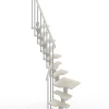 Escalier 1 quart tournant 11 marches - Hauteur à franchir de 2.41 à 2.85m - Largeur 61cm - Couleur bois et blanc -