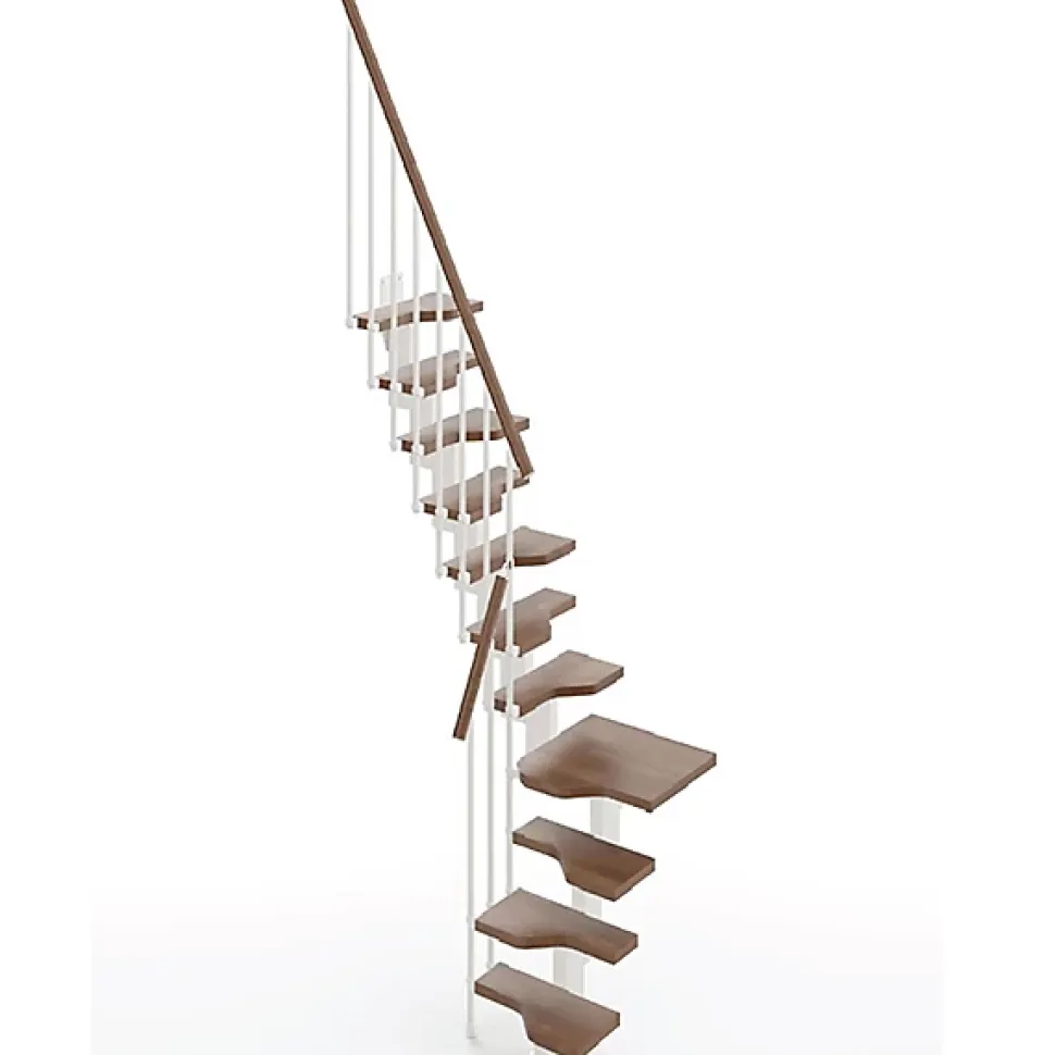 Escalier 1 quart tournant 10 marches - Hauteur à franchir de 2.21 à 2.61m - Largeur 61cm - Couleur noyer et gris -