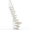 Escalier 1 quart tournant 10 marches - Hauteur à franchir de 2.21 à 2.61m - Largeur 61cm - Couleur bois et blanc -