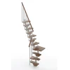 Escalier 1 quart tournant 10 marches - Hauteur à franchir de 2.21 à 2.61m - Largeur 61cm - Couleur noyer et gris -