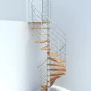 Escalier colimaçon 10 marches - Diamètre 120cm - Hauteur à franchir 1.95 à 2.35m - Blanc et hêtre - VENE120-SBMNAT-10