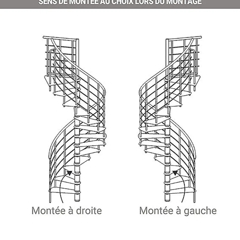 Escalier colimaçon 10 marches - Diamètre 120cm - Hauteur à franchir 1.95 à 2.35m - Blanc et hêtre - VENE120-SBMNAT-10