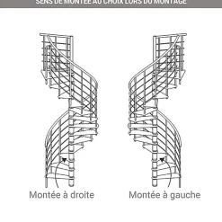 Escalier colimaçon 10 marches - Diamètre 140cm - Hauteur à franchir 1.95 à 2.35m - Blanc et hêtre - VENE140-SBMNAT-10