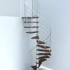 Escalier colimaçon 10 marches - Diamètre 140cm - Hauteur à franchir 1.95 à 2.35m - Blanc et Noyer - VENE140-SBMNOY-10