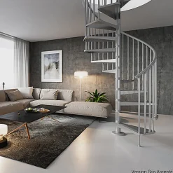 Escalier colimaçon métal 10 marches - Hauteur à franchir 2.10 à 2.30m - Diamètre 120cm - Blanc - GAMIA120/GG-10