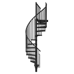 Escalier colimaçon métal 10 marches - Hauteur à franchir 1.90 à 2.35m - Diamètre 160cm - Noir - RONDO160-NN-10