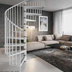 Escalier colimaçon métal 12 marches - Hauteur à franchir 2.52 à 2.76m - Diamètre 140cm - Blanc - GAMIA140/BB-12