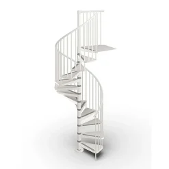 Escalier colimaçon métal 16 marches - Hauteur à franchir 3.36 à 3.68m - Diamètre 140cm - Blanc - GAMIA140/BB-16