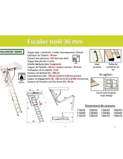 Escalier Escamotable Echelle Bois Isole 36 Mm Caisson 120 X 70 Cm