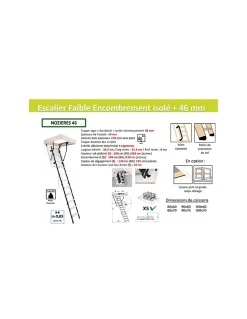 Escalier Escamotable Faible Encombrement Isolé 46 Mm Caisson 90 X 60 Cm