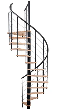 Escalier hélicoïdal FORTIA hêtre et acier noir 13 marches Dalaman