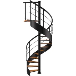Escalier hélicoïdal FORTIA hêtre et acier noir 13 marches Carilo tournant droit