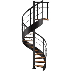Escalier hélicoïdal FORTIA hêtre et acier noir 13 marches Carilo Ø140cm tournant gauche