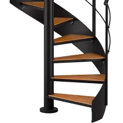 Escalier hélicoïdal FORTIA hêtre et acier noir 13 marches Carilo Ø140cm tournant gauche