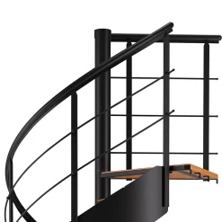 Escalier hélicoïdal FORTIA hêtre et acier noir 13 marches Carilo Ø140cm tournant gauche