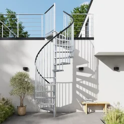Escalier hélicoïdal FORTIA acier et plastique gris 13 marches Falerna