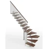 Escalier quart tournant 11 marches - Hauteur à franchir de 2.23 à 2.66m - Largeur 85cm - Limon central - Noyer et anthracite -