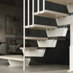 Escalier quart tournant 11 marches - Hauteur à franchir de 2.23 à 2.66m - Largeur 85cm - Limon central - Noyer et anthracite -