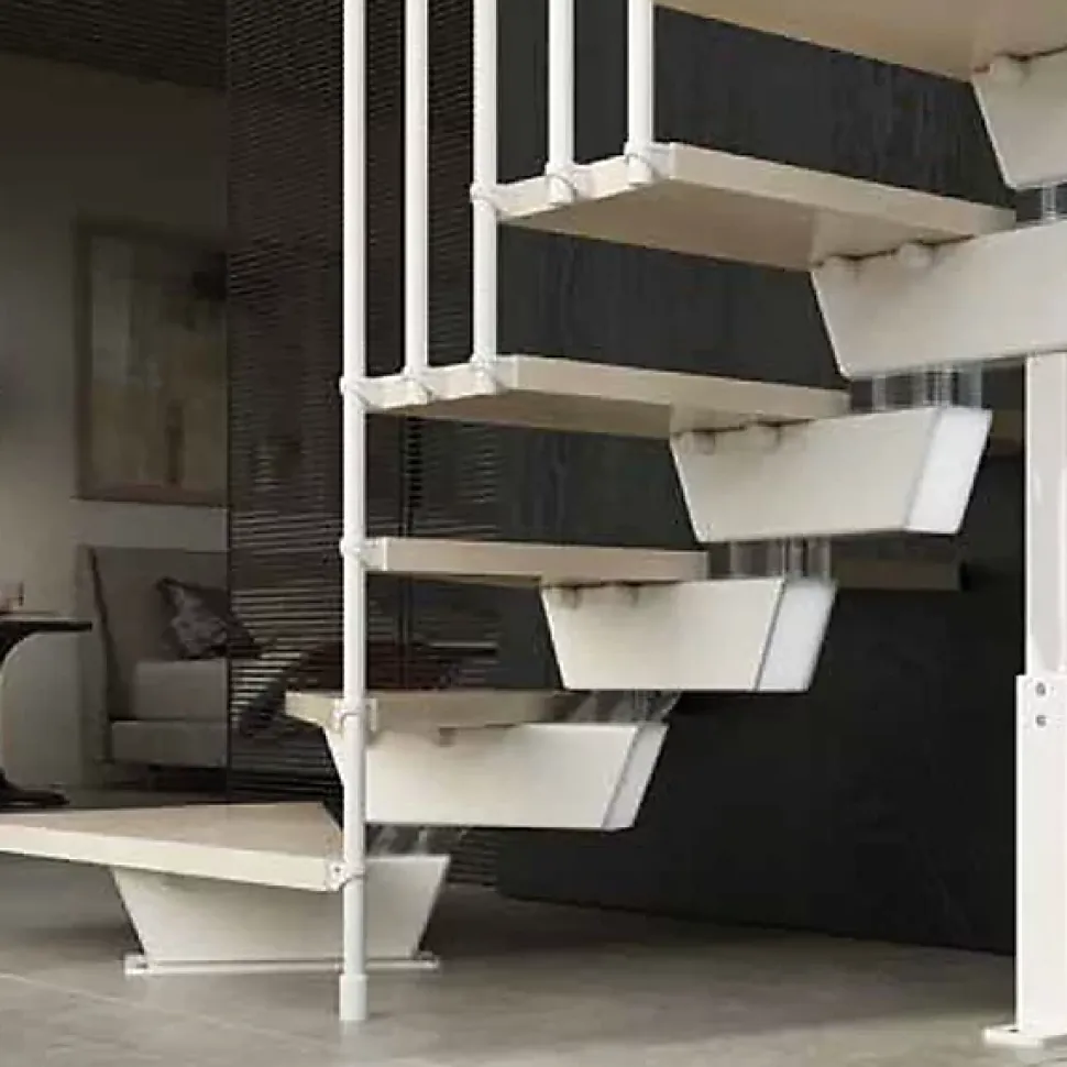 Escalier quart tournant 11 marches - Hauteur à franchir de 2.23 à 2.66m - Largeur 85cm - Limon central - Noyer et anthracite -