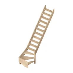 Escalier quart tournant droit Sogem chêne coloris naturel 15 marches sans contremarches Ardennes