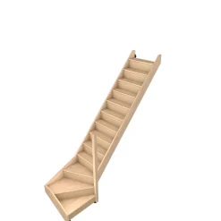 Escalier quart tournant gauche Fortia hêtre coloris naturel 13 marches Siderno avec contremarche