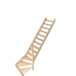 Escalier quart tournant gauche Fortia hêtre coloris naturel 13 marches Siderno sans contremarche