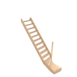 Escalier quart tournant gauche Fortia hêtre coloris naturel 13 marches Siderno sans contremarche