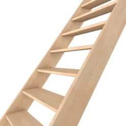 Escalier quart tournant gauche Fortia hêtre coloris naturel 13 marches Siderno sans contremarche