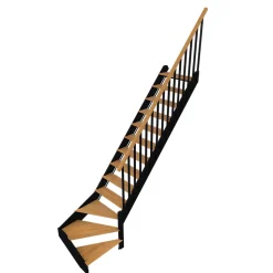 Escalier quart tournant gauche FORTIA chêne et aluminium noir Gagliano
