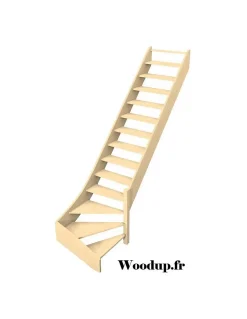 Escalier Quart Tournant Molede 280 Cm Kit Recoupable Bas à Droite Sans Contremarche H Sol Sol 280 Cm