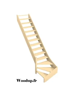 Escalier Quart Tournant Molede 280 Cm Kit Recoupable Bas à Gauche Sans Contremarche H Sol Sol 280 Cm