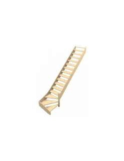 Escalier Quart Tournant Sela 288 Cm Kit Recoupable Bas à Droite Sapin Sans Contremarches H Sol Sol 288 Cm