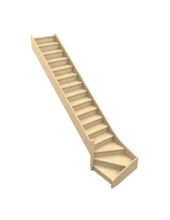 Escalier Quart Tournant Sela 288 Cm Kit Recoupable Bas à Gauche Sapin Avec Contremarches H Sol Sol 288 Cm