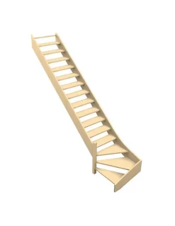 Escalier Quart Tournant Sela 288 Cm Kit Recoupable Bas à Gauche Sapin Sans Contremarches H Sol Sol 288 Cm