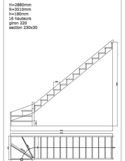 Escalier Quart Tournant Sela 288 Cm Kit Recoupable Bas à Gauche Sapin Sans Contremarches H Sol Sol 288 Cm