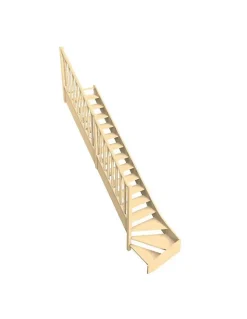 Escalier Quart Tournant Sapin Massif Brosses 280 Cm Bas à Gauche Sans Contremarche H Sol Sol 280 Cm