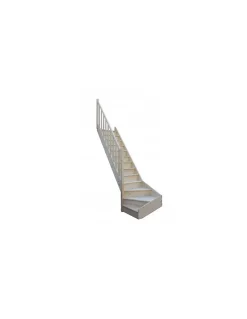 Escalier Quart Tournant Sapin Massif Brosses 280 Cm Bas à Gauche Avec Contremarches H Sol Sol 280 Cm
