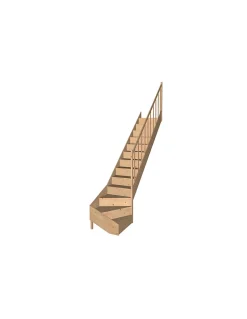 Escalier Quart Tournant Sapin Massif Malval 280 Cm H Sol Sol 280 Cm