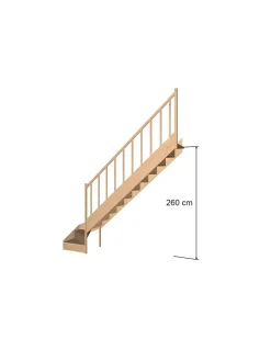 Escalier Quart Tournant Sapin Massif Malval 280 Cm H Sol Sol 280 Cm
