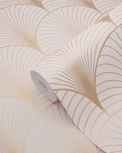 ESTAhome papier peint art déco rose clair et or rose - 53 cm x 10.05 m - 139229
