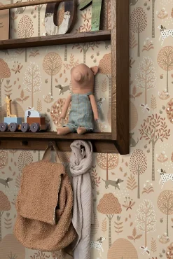 ESTAhome papier peint chiens beige et rose terracotta - 53 cm x 10.05 m - 139711