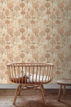 ESTAhome papier peint chiens beige et rose terracotta - 53 cm x 10.05 m - 139711