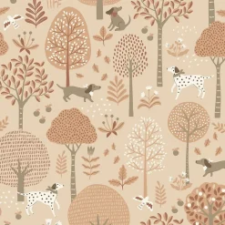 ESTAhome papier peint chiens beige et rose terracotta - 53 cm x 10.05 m - 139711